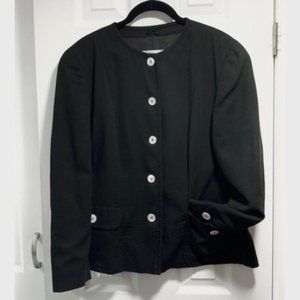 Bally vintage blazer. Black. 85% Wool. Size 8.